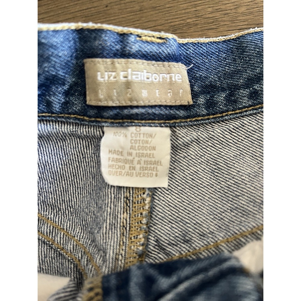 Liz Claiborne Vintage Women's Blue Denim High Rise Shorts Size 8 100% Cotton - Picture 3 of 6